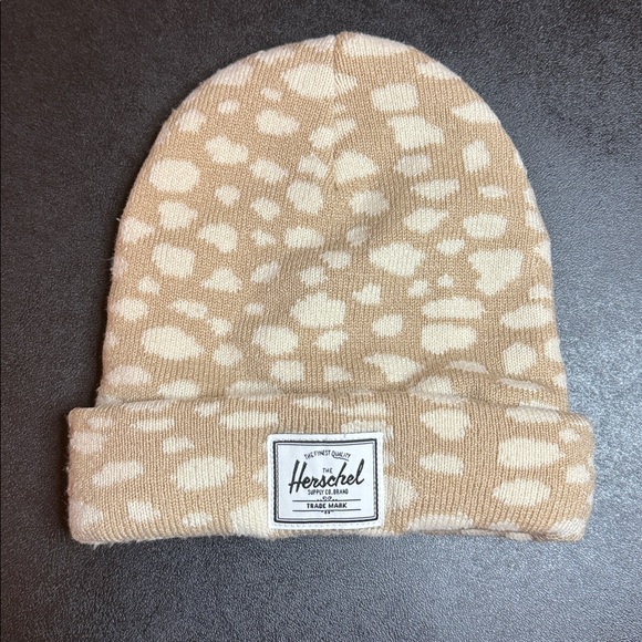 Herschel Helmer Tan Savanna Dot Spotted Knit Beanie Hat One Size Essential - Picture 2 of 6